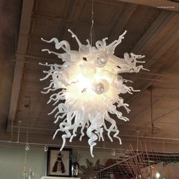 Chandeliers Modern Design Hand Blown Glass Hanging Light Fixture LED Murano Pendant Lamp White Chandelier For Home Decoration