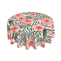 Table Cloth Tropical Pink Floral Tablecloth Round 60 Inch With Dust-Proof Wrinkle Resistant Waterproof Decorative Cover