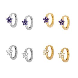 Hoop Earrings & Huggie ZENRA 925 Sterling Silver Star Flower Diamond Zircon Trend All-match Ear Buckle Minimalist Women's