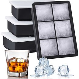 Ice Cream Tools 246815Grid Large Ice Cube Mould Square Ice Tray Mould Large Cubitera Food Grade Silicone Tray Mould DIY Ice Maker Ice Cube Tray Z0308