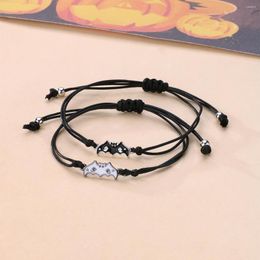 Charm Bracelets WANGAIYAO Fashion Halloween Ghost Bat Woven Hand Rope Simple Versatile Alloy Drop Oil Pendant Pure Handmade Bracelet Ornamen