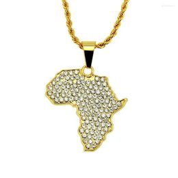 Pendant Necklaces WANGAIYAO Fashion Hip-hop Personality African Diamond Map Necklace Trend Men's