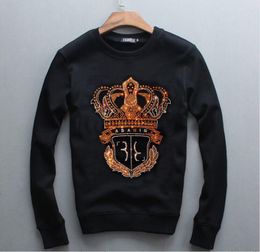 Men's Hoodies Drill Thick Design Long Sleeve Winter Rhinestones Men Sweatshirts Casual Cool Male Sweatshirt