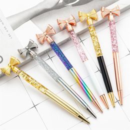 1Pcs Kawaii Stationery Ballpoint Pen Cute Bow Metal Luxury Sweet Shiny School Office Supplies Teacher Girl's Gift