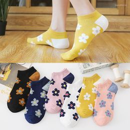 Women Socks 5 Pairs Fashion Harajuku High Quality Flower Cotton Spring Summer Boat Funny Casual Girls Ankle Novel Original