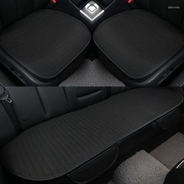 Car Seat Covers 3 Pieces Summer Ice Silk Cover Set Backless Auto Front Back Cushion Interior Styling Black Red Grey