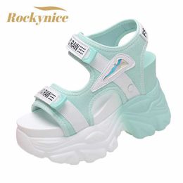 Sandals Fashion Summer Women Platform Sandals Wedges Thick Bottom Casual Mesh Shoes Woman 105CM High Heels Comfortable Sandals Sneakers Z0306
