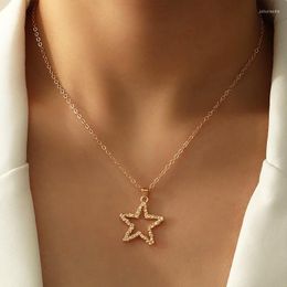 Pendant Necklaces 2023 Stars Leaves Chain Neckalce Women Clavicle Fashion Gold Colour Metal Statement Collar Mujer