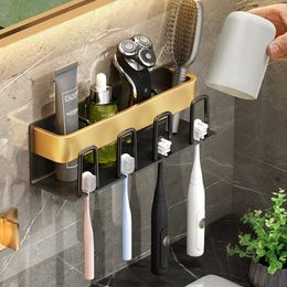 Toothbrush Holders Wall Mounted Inverted Holder Space Aluminium toothbrush Shelf Storage Rack Bathroom Accessories 230308