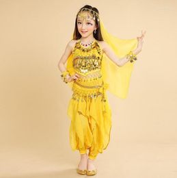 Stage Wear Belly Dance Girl Costume Kids Dancing Girls Bollywood Performance Cloth Set Handmade India Clothes