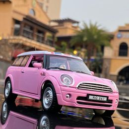 Diecast Model 1 32 Pink Mini Alloy Car Model Boy Gift Children's Toy Sound And Light Pull Back Model Car Decoration Collection Gift 230308