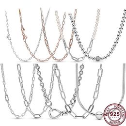 925 Silver Fit Pandora Necklace Pendant heart women fashion Jewellery Exquisite Chain Link Me Series