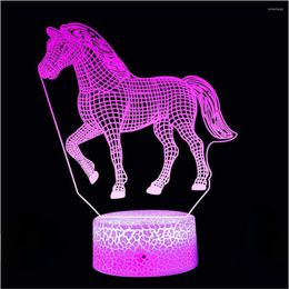 Night Lights Horse Gifts For Girls Women Kids LED 16 Colors Changing With Remote Control Lamp USB Battery Nightlight Decor