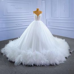 Luxury Beaded Embroidery Ball Gowns Wedding Dresses Princess Gown Corset Sweetheart Organza Ruffles Cathedral Train Bridal Dress Plus Size Custom Made vestidos