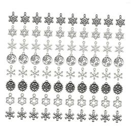 Charms 80 Pieces Snowflake Pendants Dainty DIY Crafting Decoration Assorted Winter Theme Dangle For Necklace Bracelet Keychain