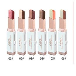 Eye Shadow Novo Double Color Stereo Gradient Veet Eyeshadow Stick Shimmer Earth Cream Pen Sombra Makeup Cosmetic Set Eyes Drop Deliv Dhy7B