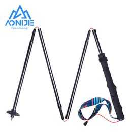 Trekking Poles AONIJIE E4204 Lightweight Folding Carbon Fibre Walking Stick Drawstring Fixed For Hiking Running Mountaineering 230307