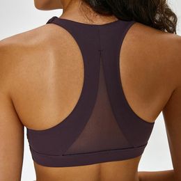 Yoga Outfit Gym Invigorate Bra Sport Racerback Has Mesh Ventilation High-coverage Exercise Fitness Bras Push Up Plus Size