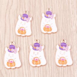 Charms 10/20pcs Cute Enamel Halloween Candy Ghost For DIY Earrings Necklaces Handmade Bracelets Jewellery Making Accessories