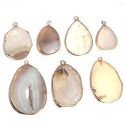 Charms Natural Agates Stone Pendants Irregular Grey Geode For Jewelry Making Necklace Bracelet Gift