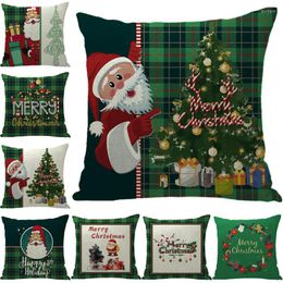 Pillow Creative Sofa Merry Christmas Decor For Home Santa Claus Elk Flax Pillowcase Ornament Xmas Gift Happy Year