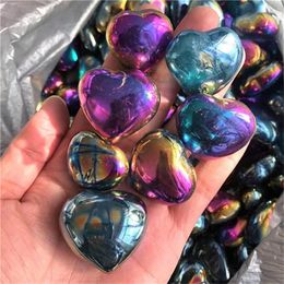 Decorative Figurines Wholesale Natural Crystal Carving Heart Angel Aura Quartz For Gift Decoration