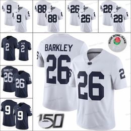 Penn State Nittany Jersey 9 Trace McSorley Marcus Allen Saquon Barkley 88 Mike Gesicki Mens Stitched Jerseys White Blue 150th Rose Patch