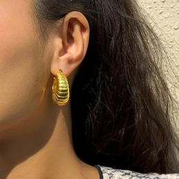 Dangle Earrings 2023 Retro Punk Geometric Smooth Bamboo Hoop Earring For Women Metal Simple Niche U Spiral French Fashion Jewellery