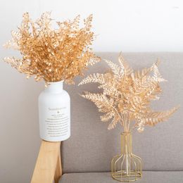 Декоративные цветы золото искусственное пластичное эвкалиптовое растение листья дома гостиная ретро