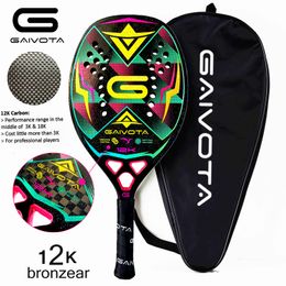 Tennis Rackets GAIVOTA 12K carbon fiber beach racket limited edition highend with laser film 3D true color holographic technology 230307