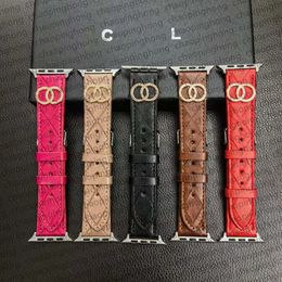 Designer Smart Watch Bands for Apple Watch Straps 49mm 42mm 44mm 38mm Fashion PU Leather Embossing Metal Letter Bracelet Armband iWatch Bands Series 8 7 5 4 3 SE Band