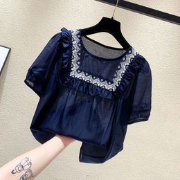 Women's Blouses Fashion Women 2023 Summer Short-sleeved Chiffon Shirt Style Loose Plus Size Middle-aged Woman Clothes