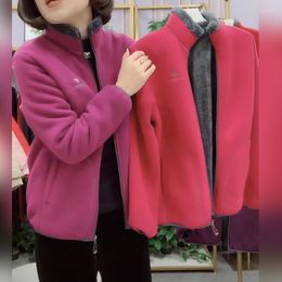 Women's Jackets Autumn And Winter Middle-aged Plus Size Clothes Women's Elderly Coat Mothers Wear Velvet Thick Polar Fleece Jacket