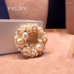 Brooches FXLRY Original Handmade Natural Pearl Vintage Brooch Coat Sweater Cardigan Corsage Pin Accessories