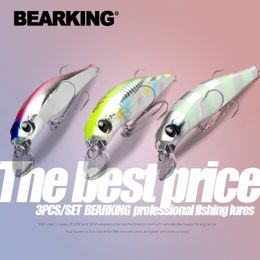 Baits Lures BEARKING 3pcs per set 105cm 16g 8cm 85g fishing gear shone lures minnow crank fixed weight wobbler bait isca artificial 230307