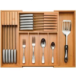 Storage Holders Racks Kitchen organizer 13 21 Inches Wide 2 Deep 7 Compartments for Flatware Knife Sets Utensils Cabinet 230307