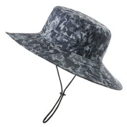 Wide Brim Hats Men's Camouflage Wide Brim Visor Sun Hat Beach Waterproof Fishing Panama Hats AntiUV Bucket Hats Cotton Climbing Caps Unisex R230308