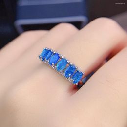 Cluster Rings High Quality 925 Silver Natural Blue Opal Ring Engagement Wedding For Women Fine Jewellery