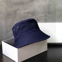 Wide Brim Hats 251932 Women Hat Cotton Bucket Hat Fashion Luxury Spring Summer Trend Navy Bule Reversible Bucket Outdoor Beach Hat Design New R230308