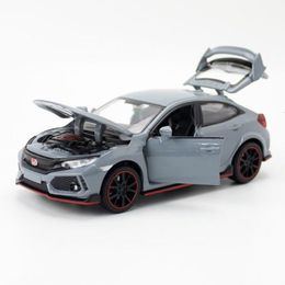 Diecast Model 1/32 Honda TYPE R Hatchback Model Toy Vehicle Alloy Die Cast Sound Light Pull Back Sports Car Toys For Gifts 230308