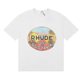 Brand Rhude Men's Women's Fashion Designer T-Shirt Letter Printing Rhude Shirt Round Neck Short Sleeve Casual Cotton Man Woman Couple Hi 1024