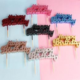 Festive Supplies Other & Party English Letters Happy Birthday Cake Decorative Candles Gold Silver Safe Flame Topper Wedding Decor