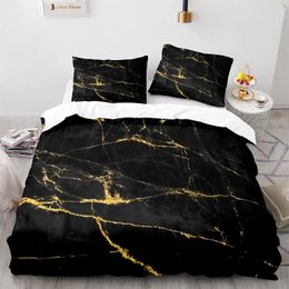 Bedding sets Black Gold Metallic Marble Duvet Cover Set Queen/King/Full/Twin Size Foil Print Glitter Bedding Set for Teen Boy Girls Men Women 230308