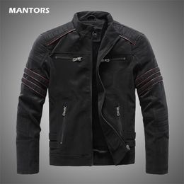 Men's Leather Faux Leather Men Winter Brand Leather Jacket Casual Motorcycle Winter Inner Fleece PU Coat Faux Leather Jackets Mens Clothing Streetwear 230307