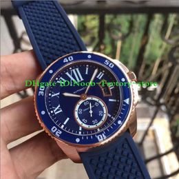 Factory blue dial watch men 42mm blue balloon sapphire glass automatic mechanical watch blue strap wrisrwatch Rubber strap wa301S