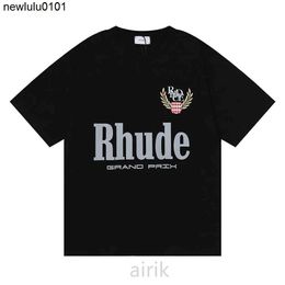 Designer Trend RHUDE Men's T Shirts American fashion brand Grand double cotton loose short sleeved wonmen T shirt male female