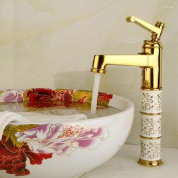 Bathroom Sink Faucets Gold All Copper European Style Basins And Cold Water Single Hole Vessel Tap Mixer