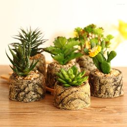 Decorative Flowers Home Artificial Succulent Plants Fake Bonsai With Pots Ball Flower Mini Decor