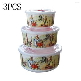 Bowls 3 PCS Tableware Ceramic Set Keeping Retain Freshness Storage Containers Lunch Box Kitchen Tool With Sealing Cover