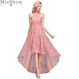 Party Dresses Pink Lace Sleeveless Cocktail Knee Length Sexy Formal Gown A Line Halter High Low Robe Coctail 2023Party